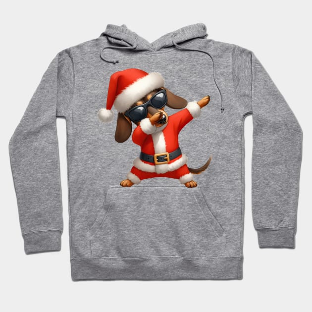 Christmas Dachshund Dog Dabbing Dance Hoodie by Chromatic Fusion Studio